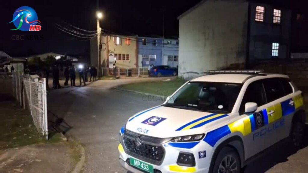 Barbados Police Service vehicle at the scene of Homicide #20 (Image Source: CBC News)