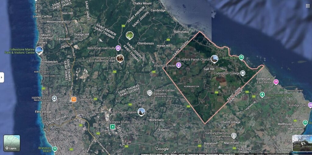 The parish of St. John (Source: Googe Maps)